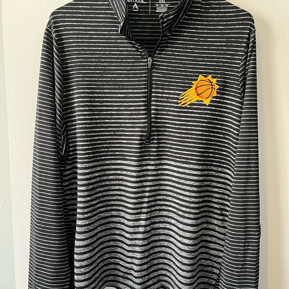 Women's Phoenix Suns NBA Antigua Heathered Black Pace Half-Zip Pullover XXL